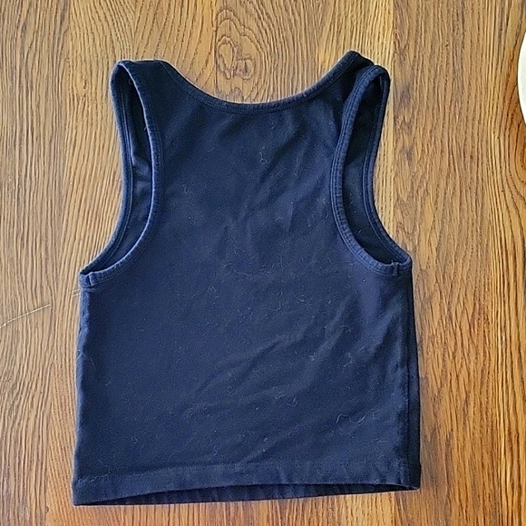 Champion Womens Black Authentic Zebra Logo Cropped Racerback Tank Top, Size XS - Picture 2 of 5